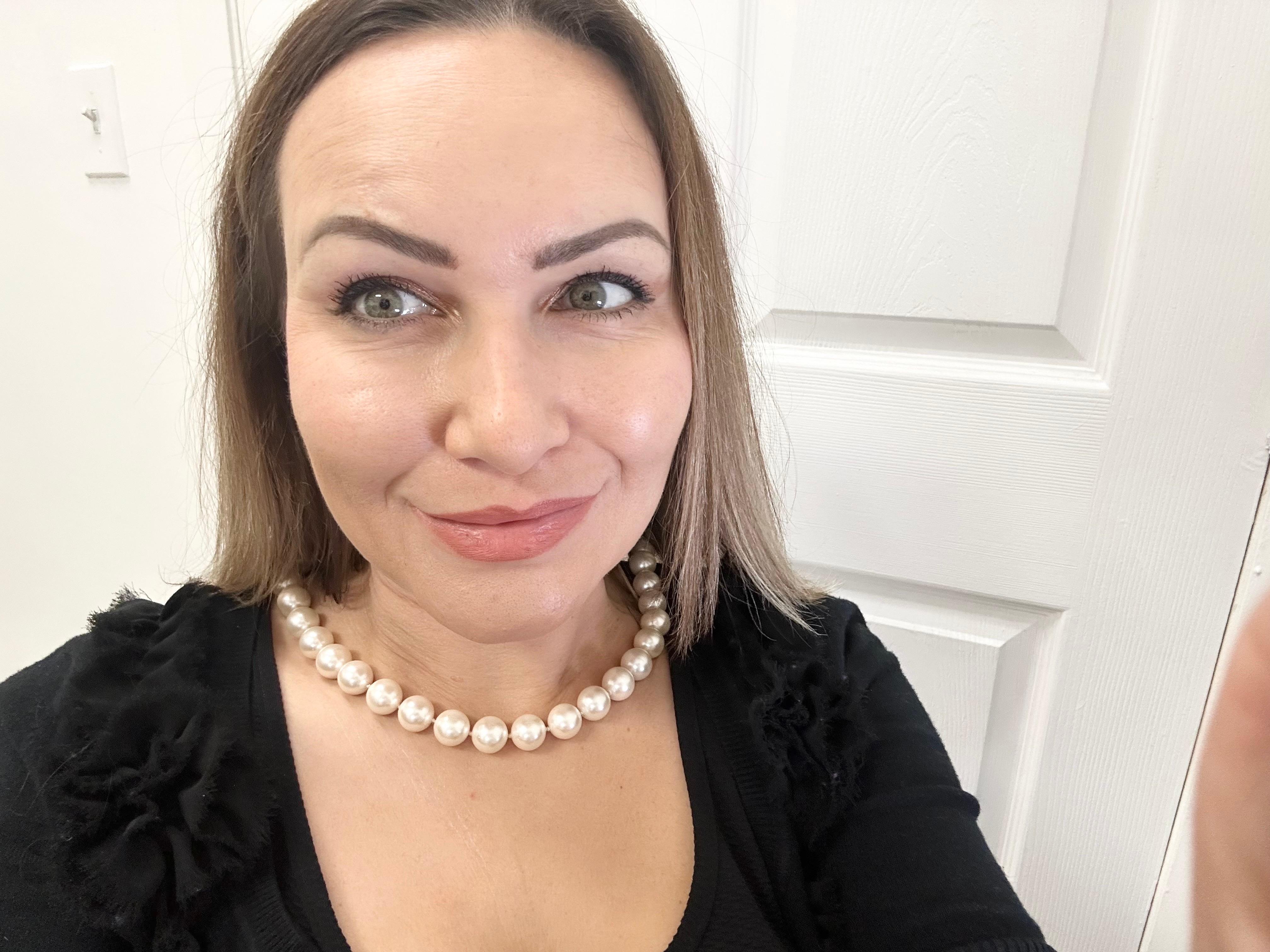Beautiful shell pearl necklace with a gold clasp 14KT, the pearl necklace is 18 inches and the pearls are 14mm each, the clasp works great but has a small dent that is not very visible.

ABOUT US
We are a family-owned business. Our studio in located