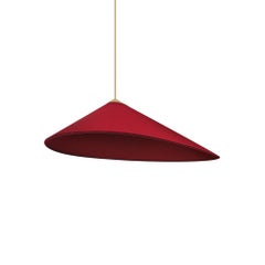 Shell Pendant in Red Fabric and Brass Tube