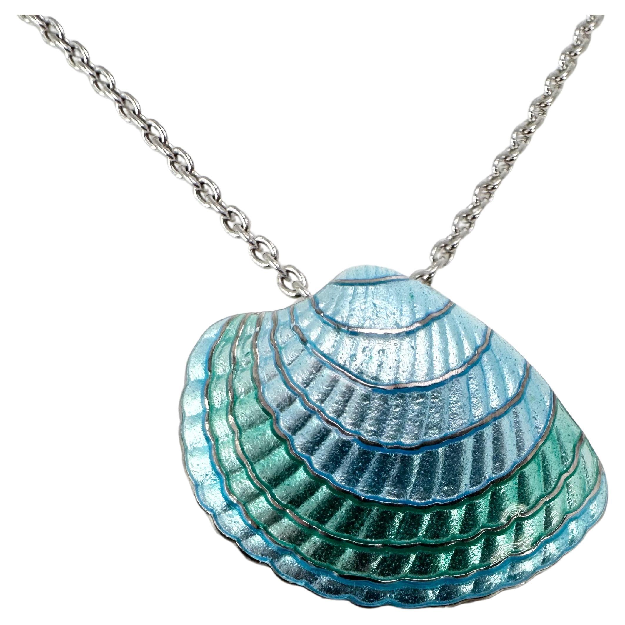 Shell pendant necklace 925 ss silver pendant necklace sea For Sale