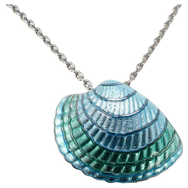 Shell Coin Pendant Shell pendant necklace 925 ss silver pendant necklace sea For Sale at ...