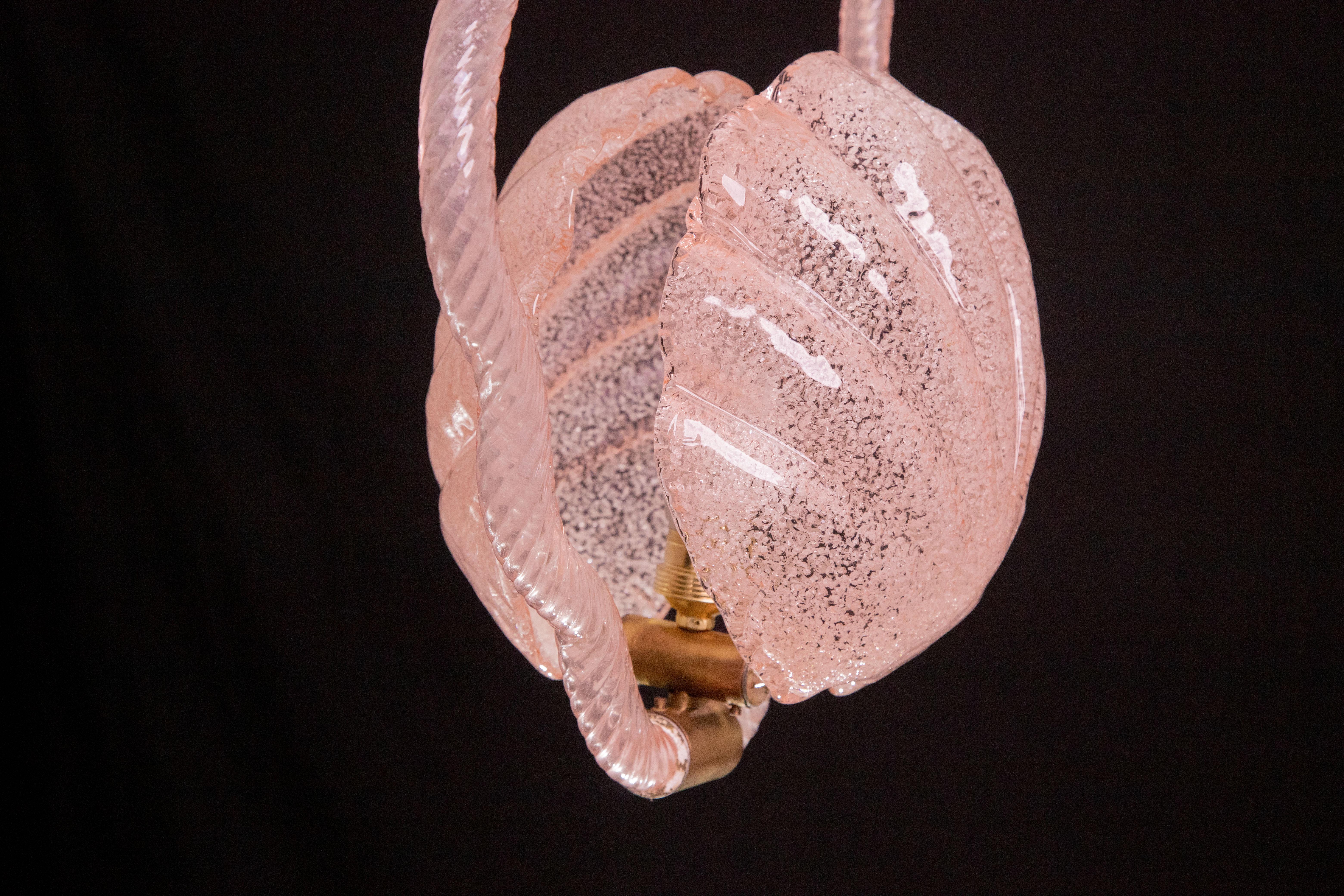 Shell Pink Murano Glass Chandelier by Barovier e Toso, 1940s For Sale 3