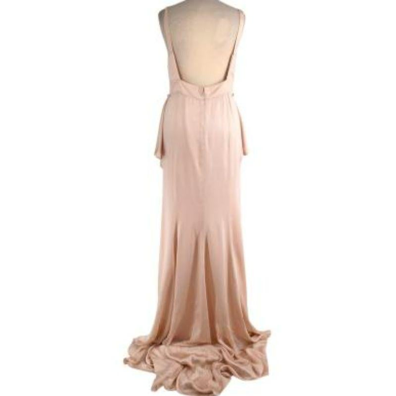 Beige Shell pink silk-satin apron gown For Sale