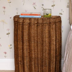 Muschel geriffelt Rattan Korb Korb und Beistelltisch - Teak Finish