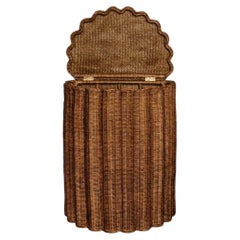 Muschel geriffelt Rattan Korb Korb und Beistelltisch - Teak Finish