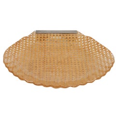 Shell Serving Tray Lucite and Rattan Christian Dior Style, France, 1970s