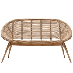 Vintage Shell Settee in Bamboo and Beech Basket