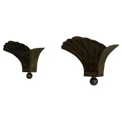 Shell-shaped Brass Pair of Sconces, 1950s, Germany
