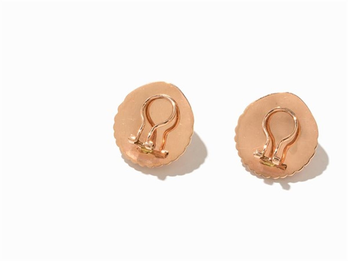 Women's or Men's Shell-Shaped Clip Earrings, 750 Rose Gold