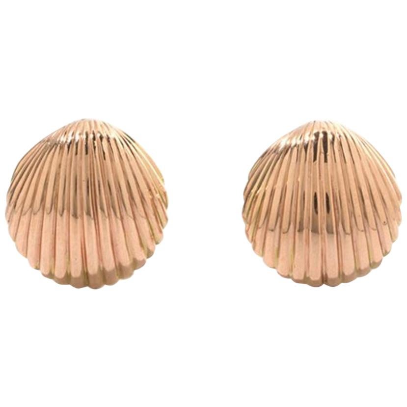 Shell-Shaped Clip Earrings, 750 Rose Gold
