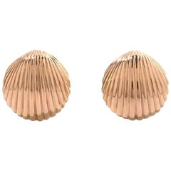 Shell-Shaped Clip Earrings, 750 Rose Gold