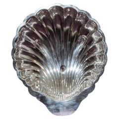 Coupe à fruits en forme de coquillage en métal argenté, 1970
