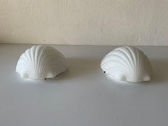 Shell Shaped Opal Glass Pair of Wall Lamps by Limburg, 1960s, Germany