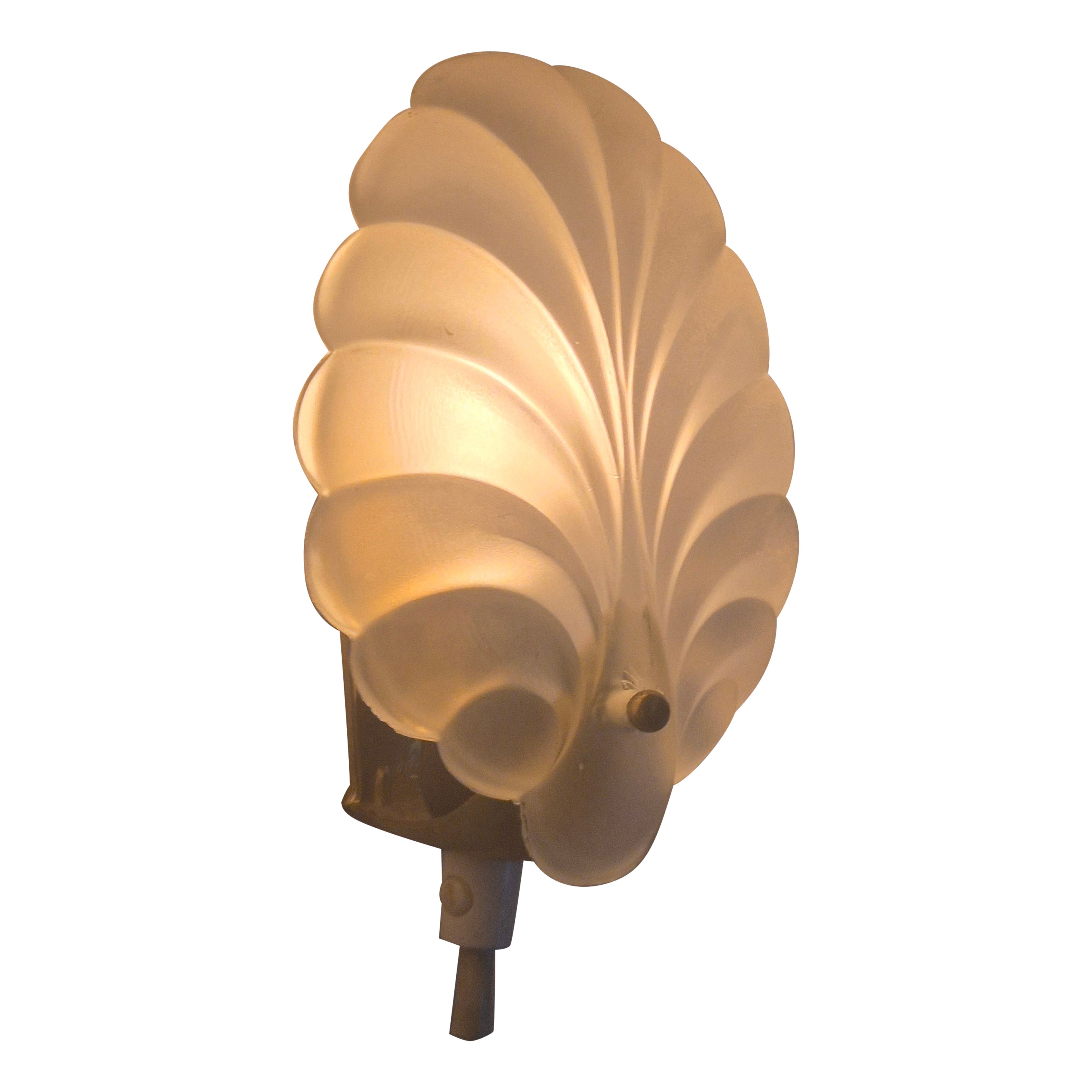 Shell-shaped sconce in frosted glass, Swedish Moden 1950s For Sale