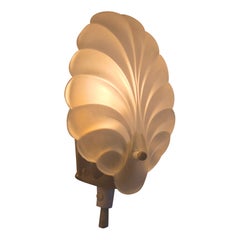 Shell-shaped sconce in frosted glass, Swedish Moden 1950s