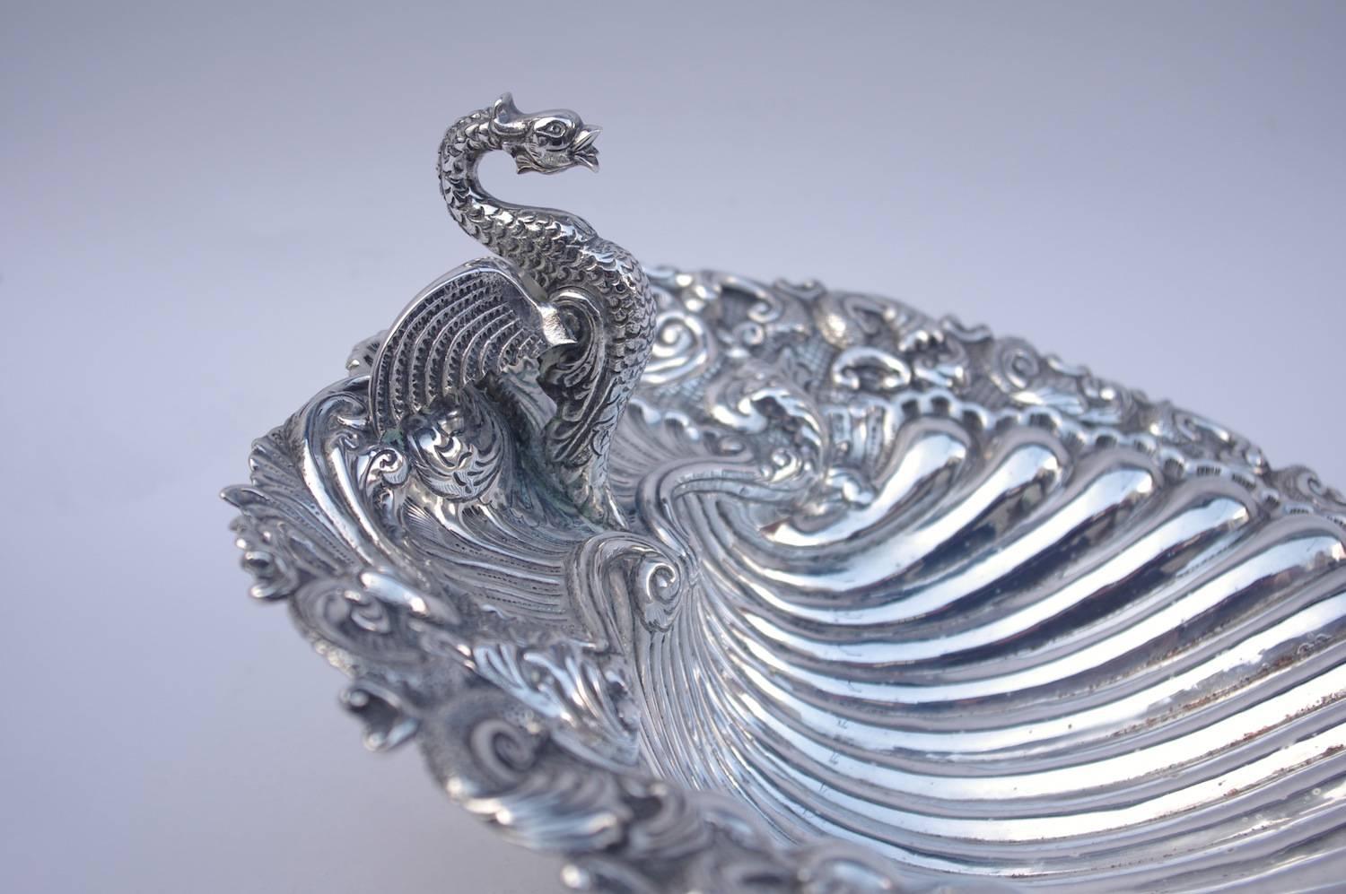 Louis XV Shell-Shaped Silver Plated Centrepiece, 19th Century For Sale