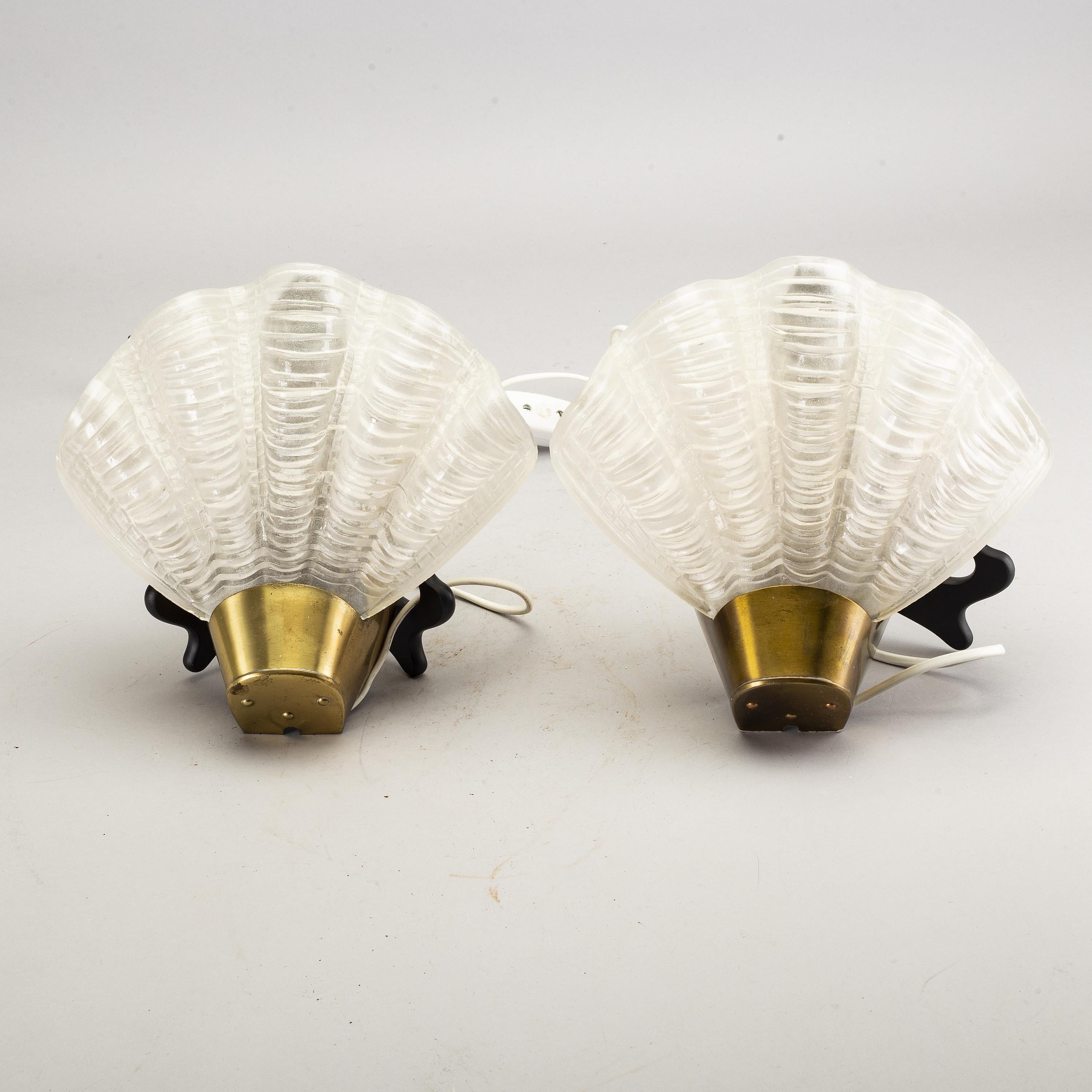 Shell Shaped Wall Sconces, Model Coquille, from ASEA, 1940s, Set of Two In Good Condition In Paris, FR