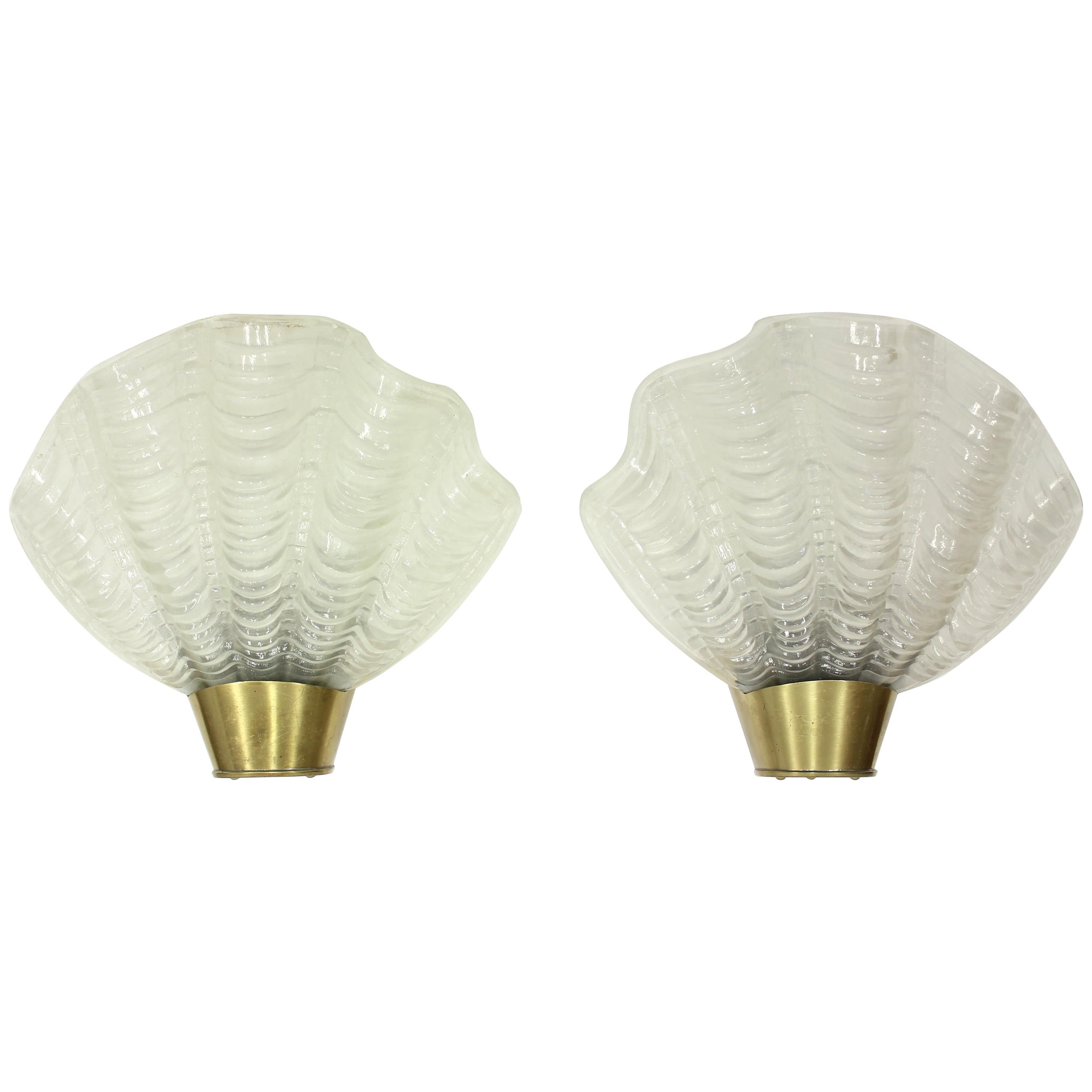 Shell Shaped Wall Sconces, Model Coquille, from ASEA, 1940s, Set of Two