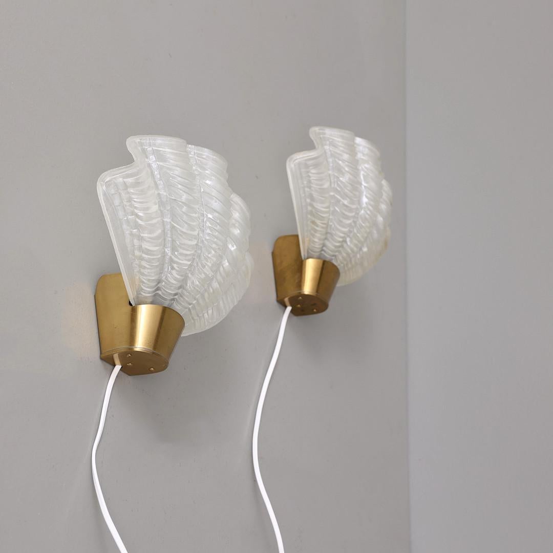 20th Century ASEA, Wall Sconces, Model Coquille Set of Two Shell Shaped Sweden 1950 For Sale
