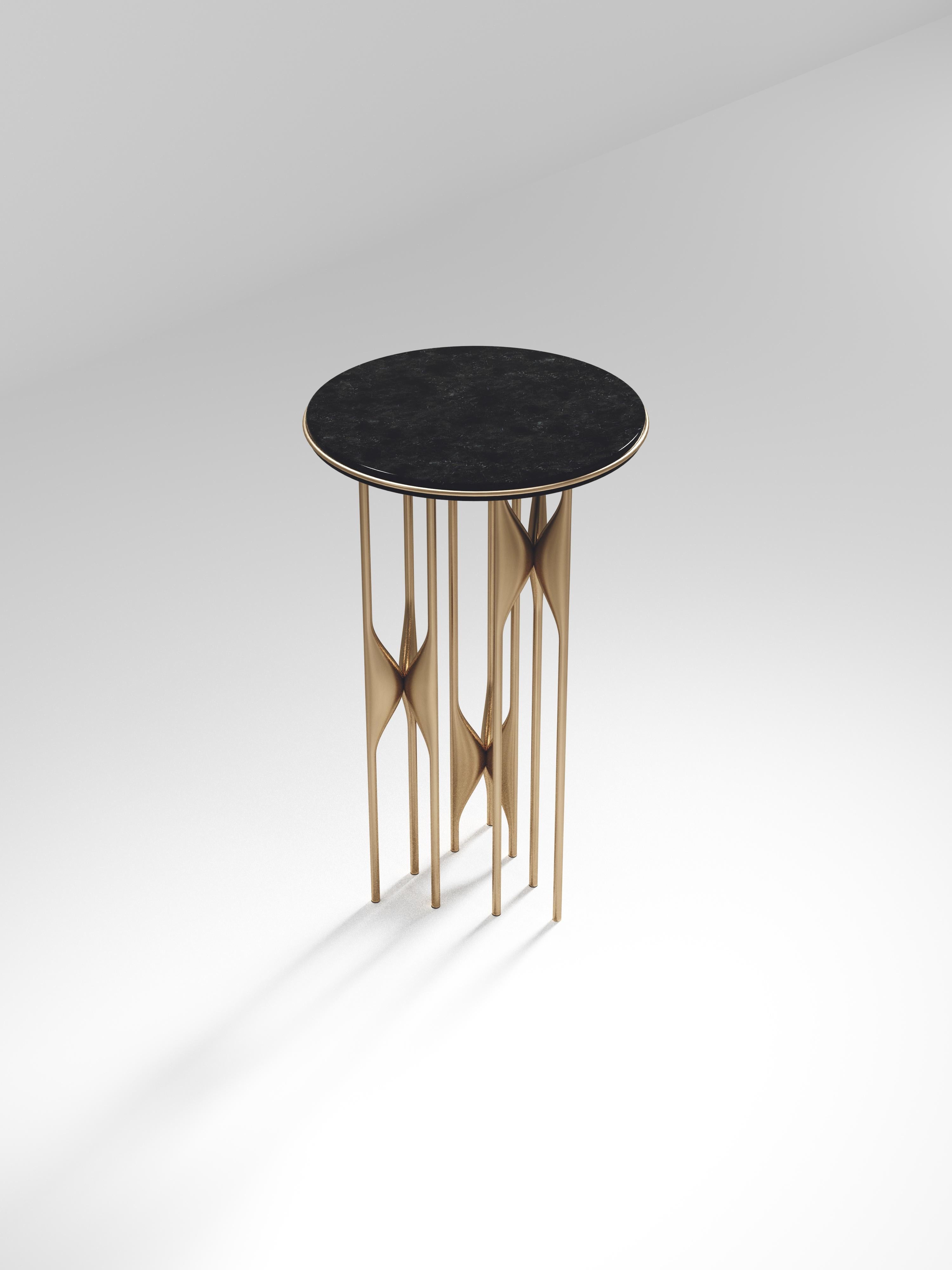 Contemporary Shell Side Table with Bronze Patina Brass Details by Kifu Paris For Sale