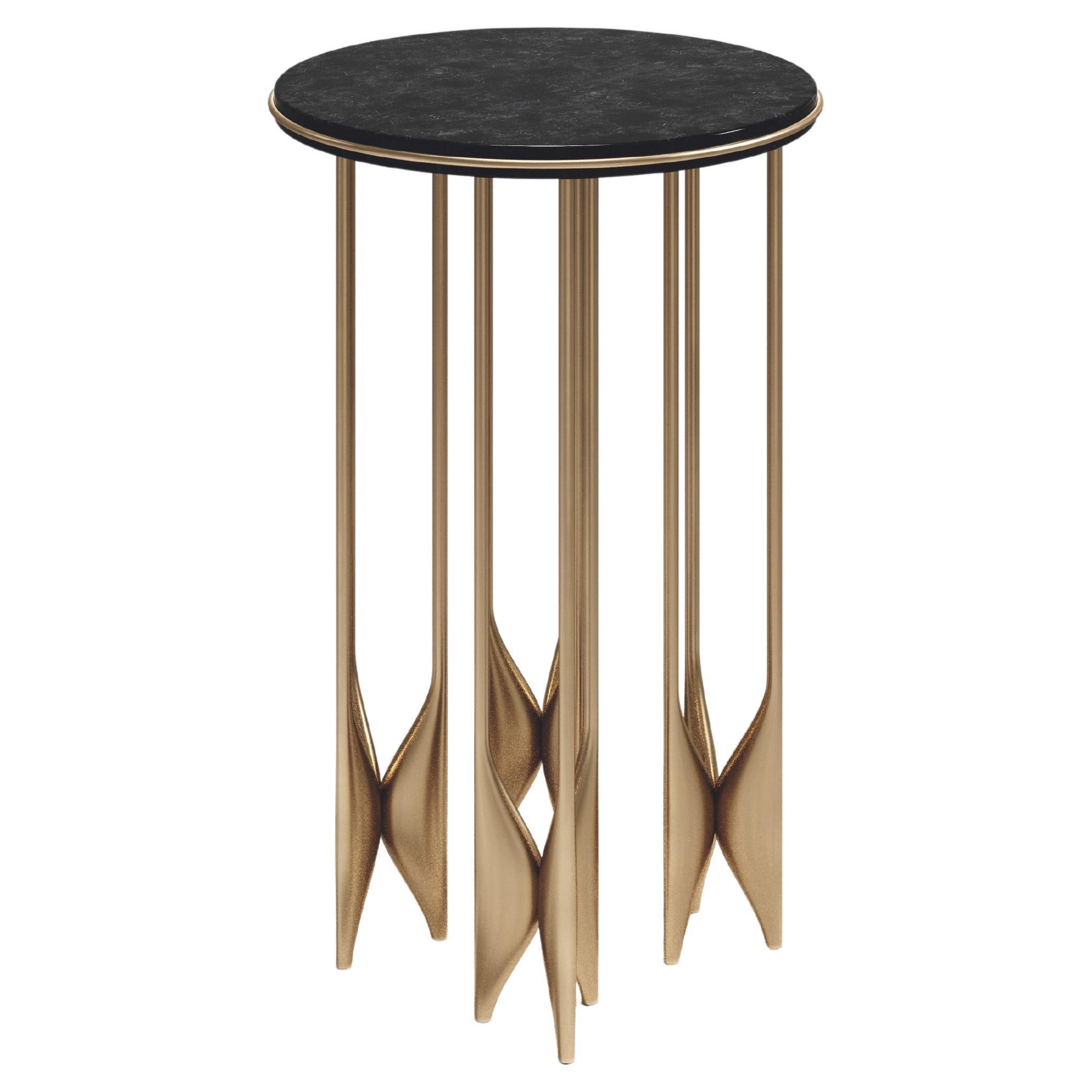 Shell Side Table with Bronze Patina Brass Details by Kifu Paris For Sale