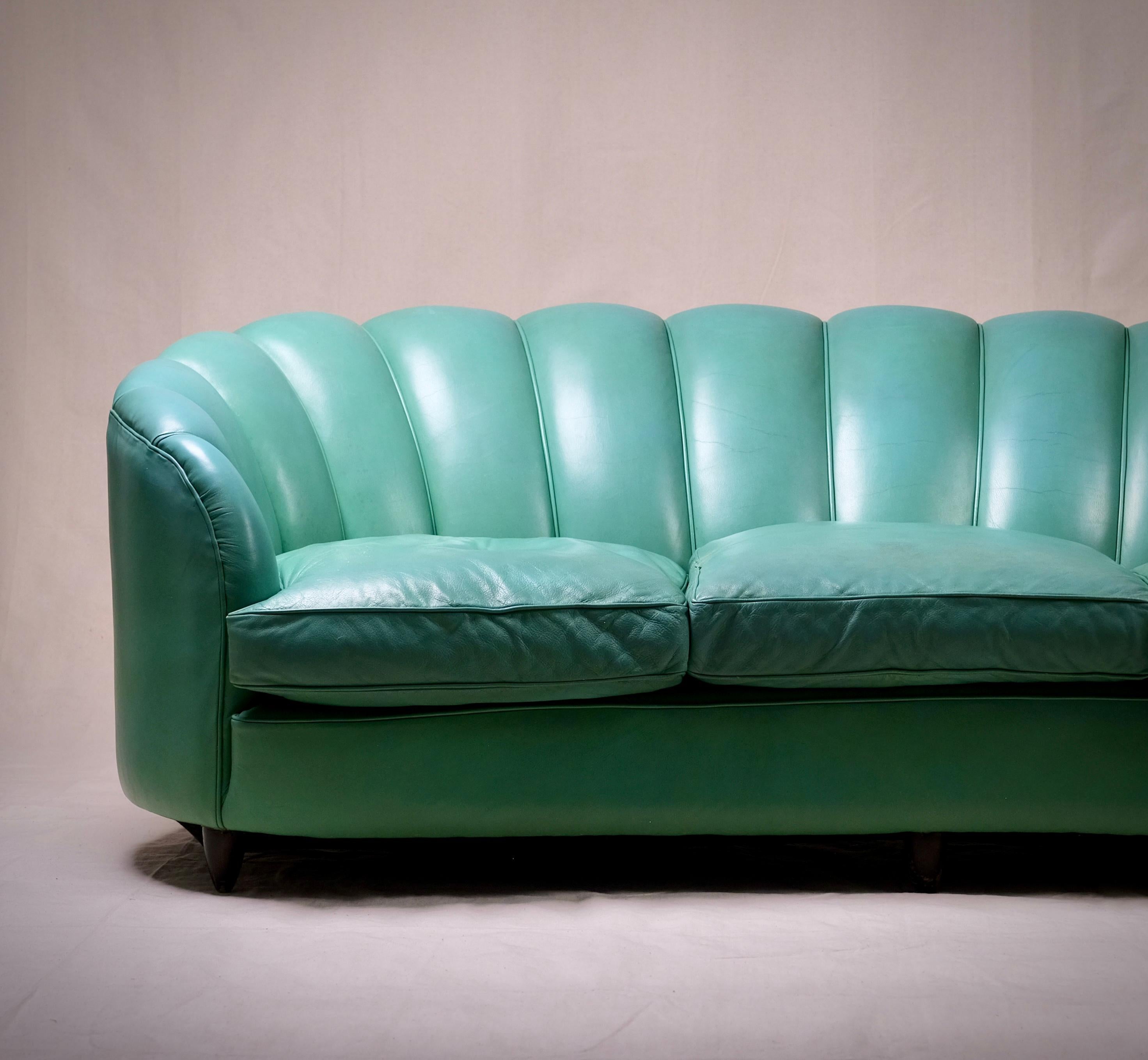 A Gio Ponti three seat 'Shell' sofa for 
