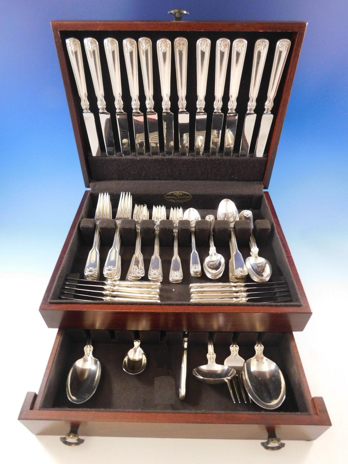 Superb Dinner Size Shell & Thread by Tiffany & Co. sterling silver flatware set of 78 pieces. This set includes:

12 dinner size knives, 10 1/4