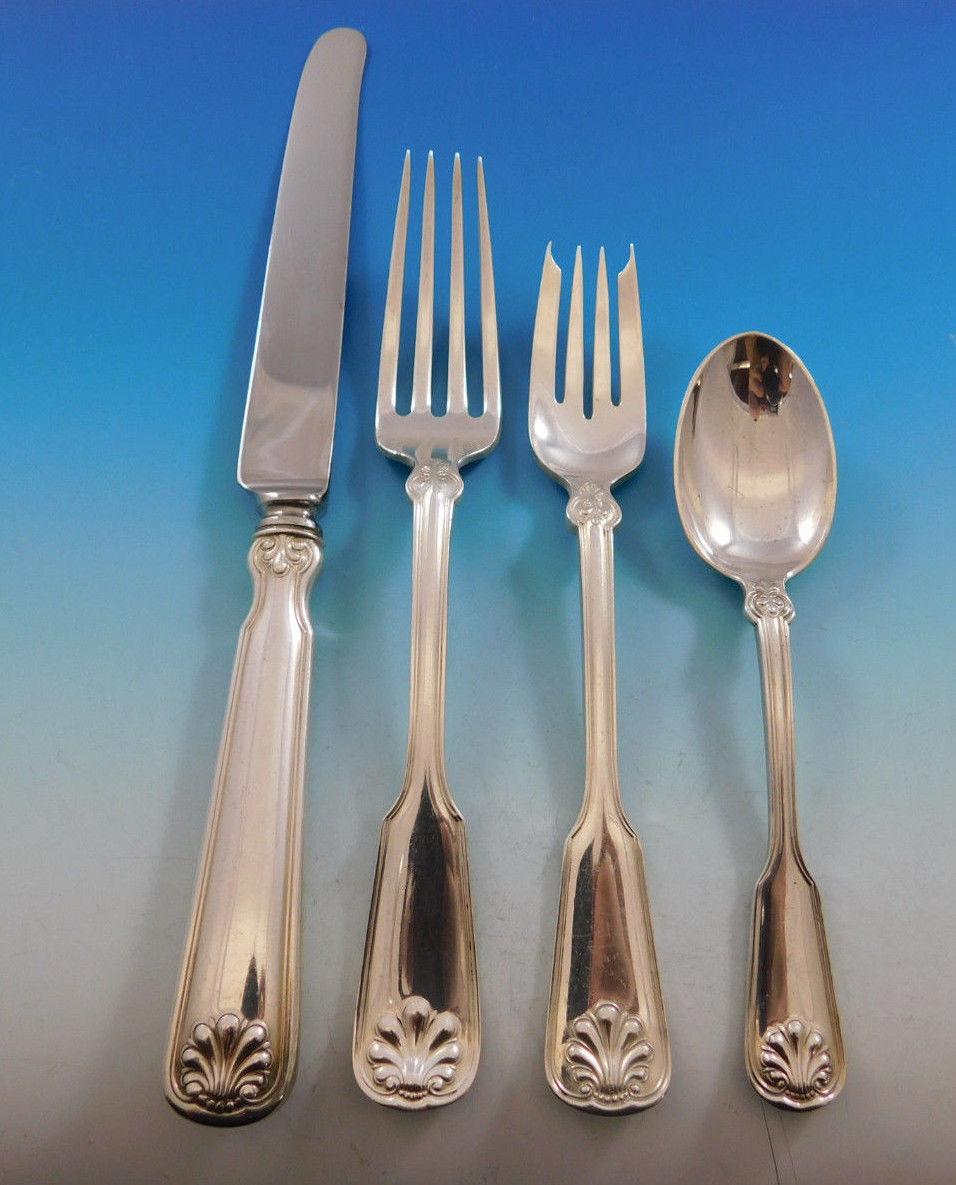 Shell & Thread, Tiffany & Co. Sterling Silver Flatware Service Set 22 Pc Dinner In Excellent Condition In Big Bend, WI