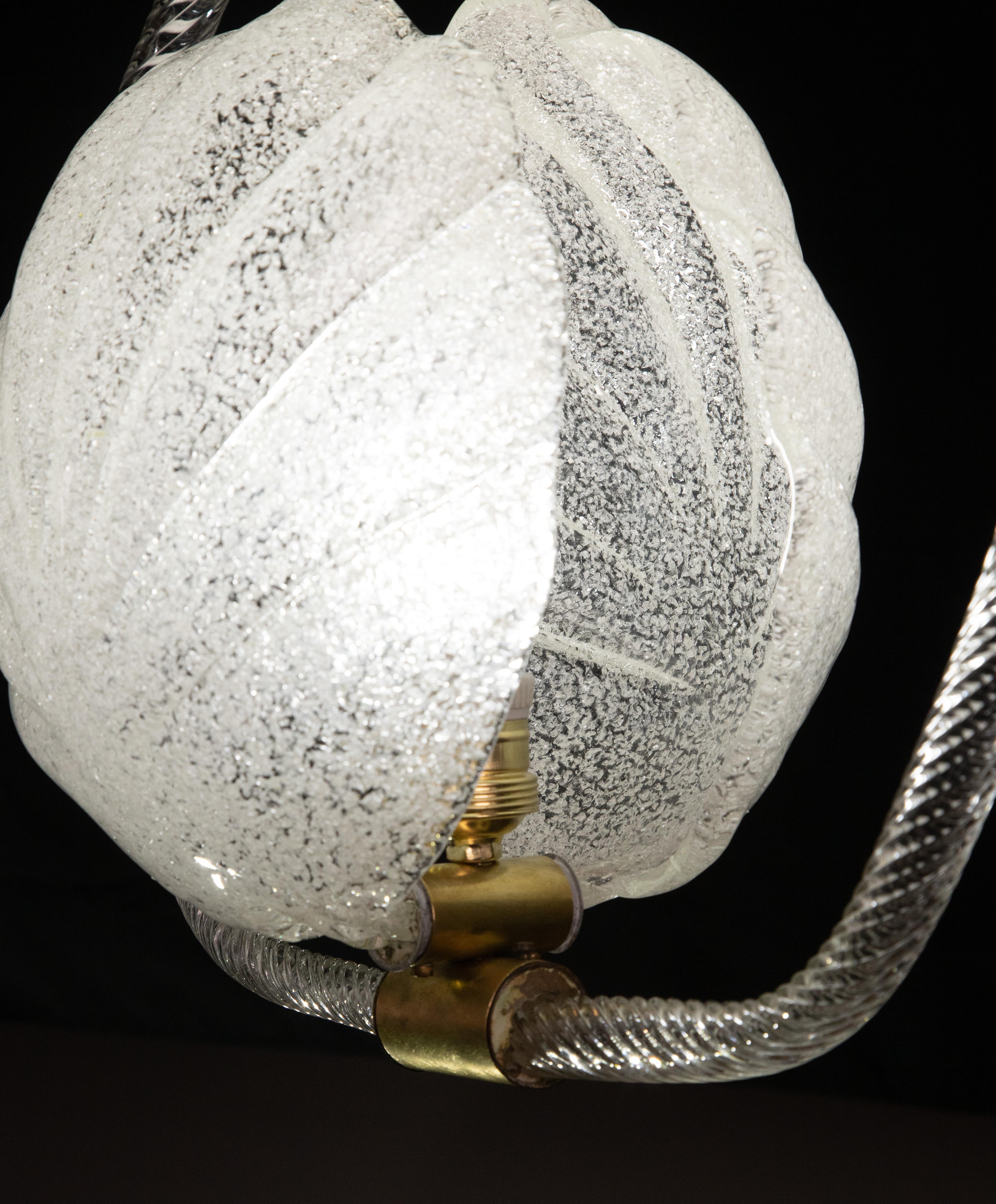 Lampadario in vetro di Murano trasparente a conchiglia di Barovier&Toso, anni '40 in vendita 5