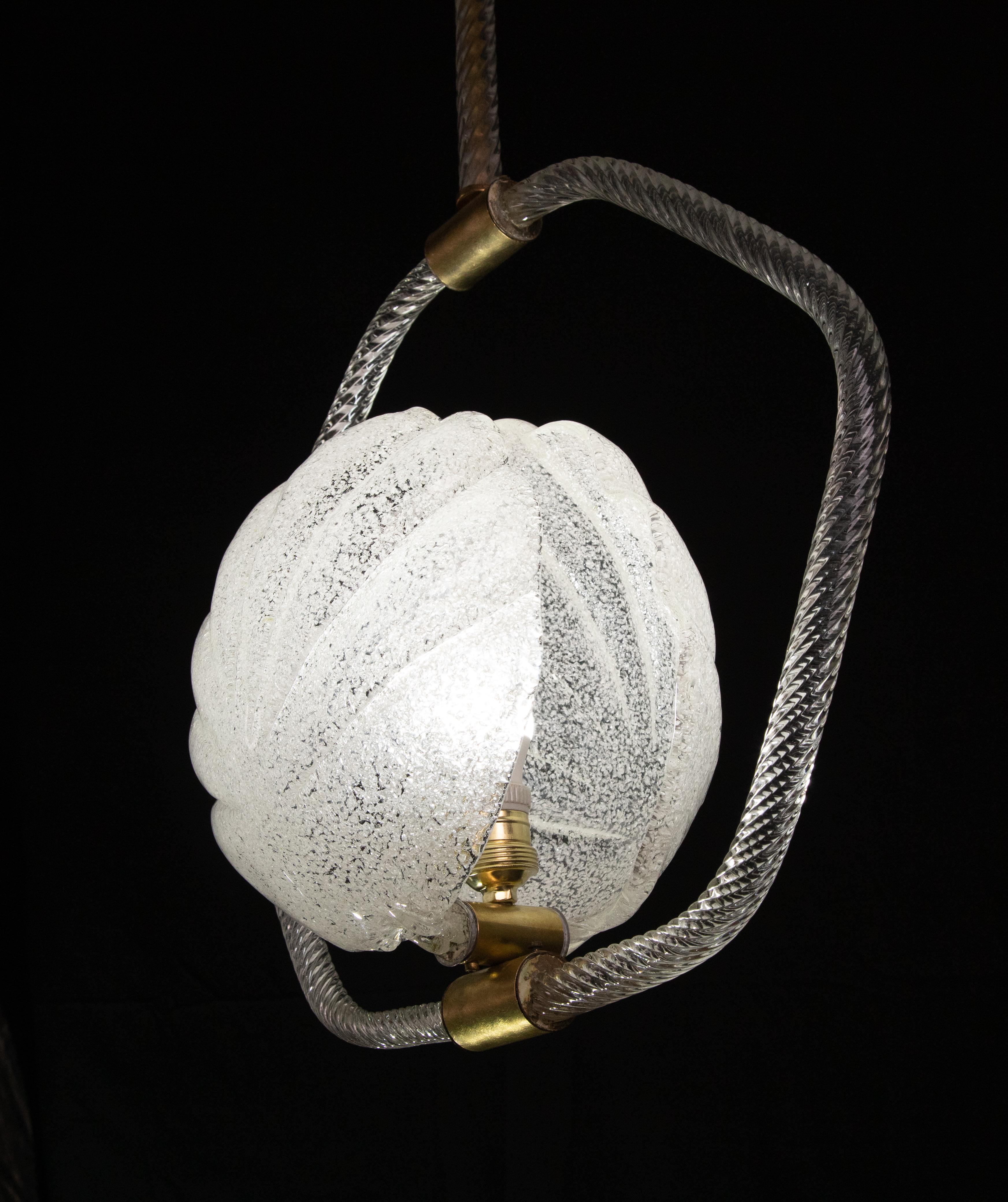Lampadario in vetro di Murano trasparente a conchiglia di Barovier&Toso, anni '40 in vendita 6