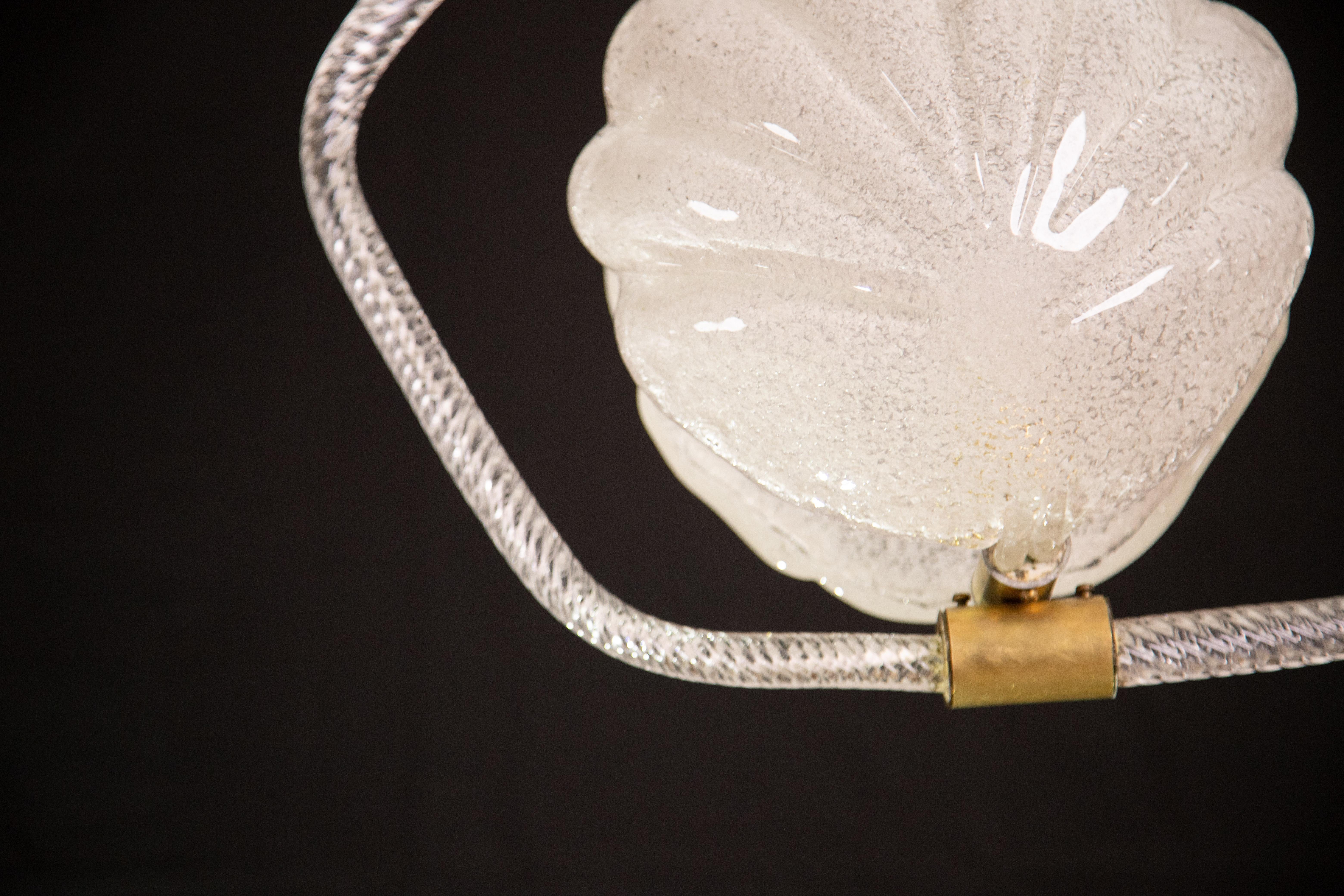 Shell Trasparent Murano Glass Chandelier by Barovier e Toso, 1940s For Sale 4