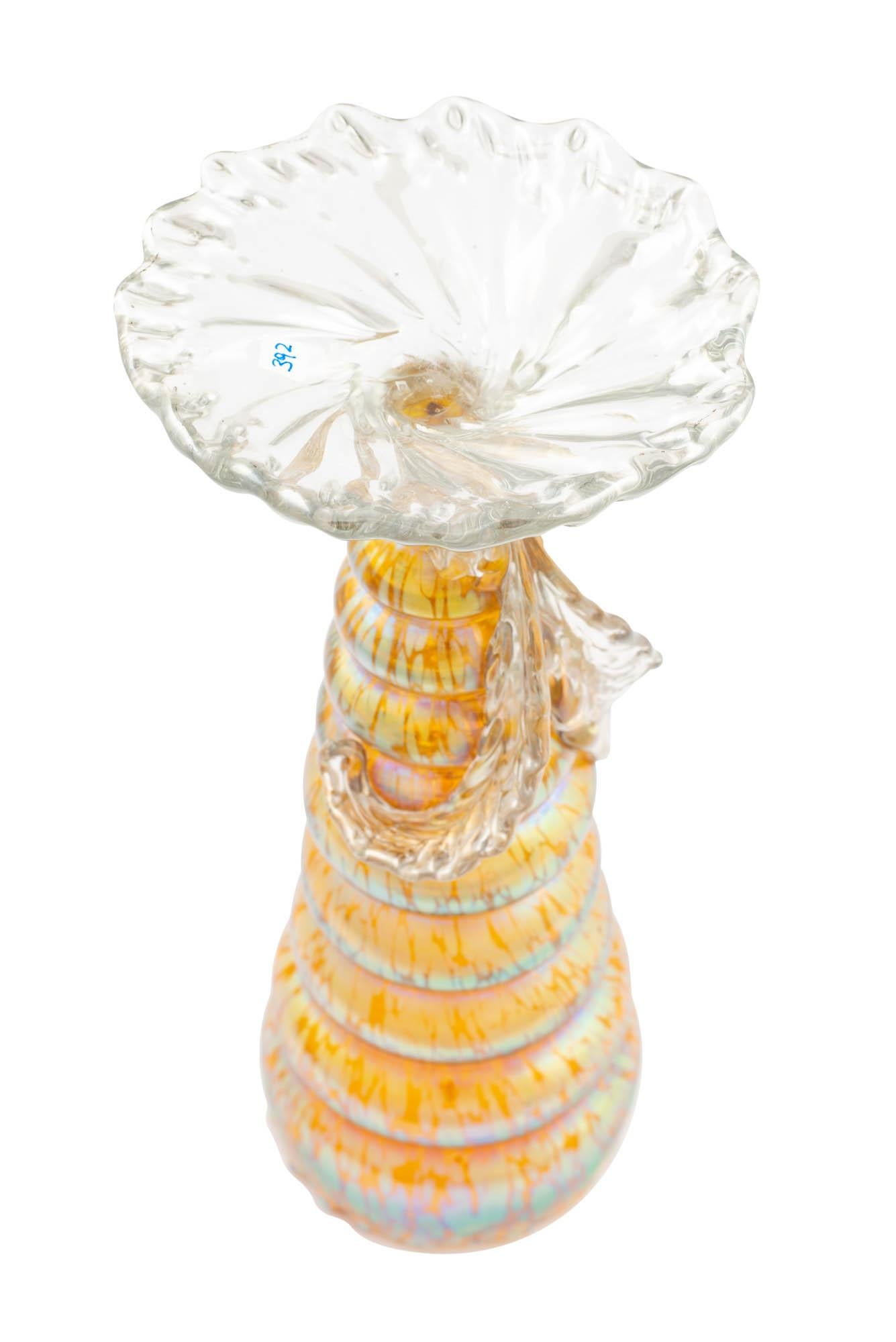 Art Nouveau Shell Vase Johann Loetz Witwe Decor Candia Papillon, circa 1897-1898