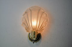 Shell wall lamp, murano glass, italy, 1970
