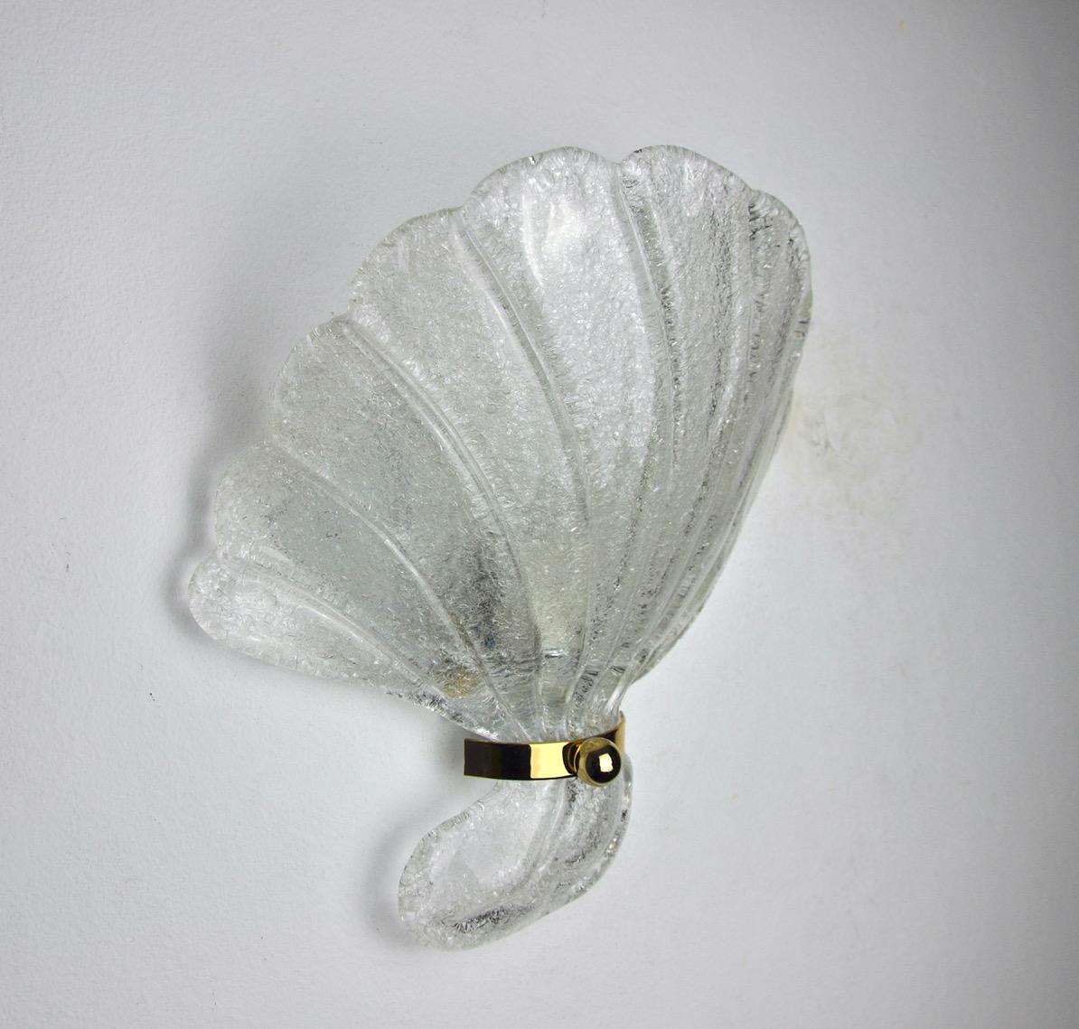 Italian Shell Wall Lamp, Murano Glass, Italy, 1970 For Sale