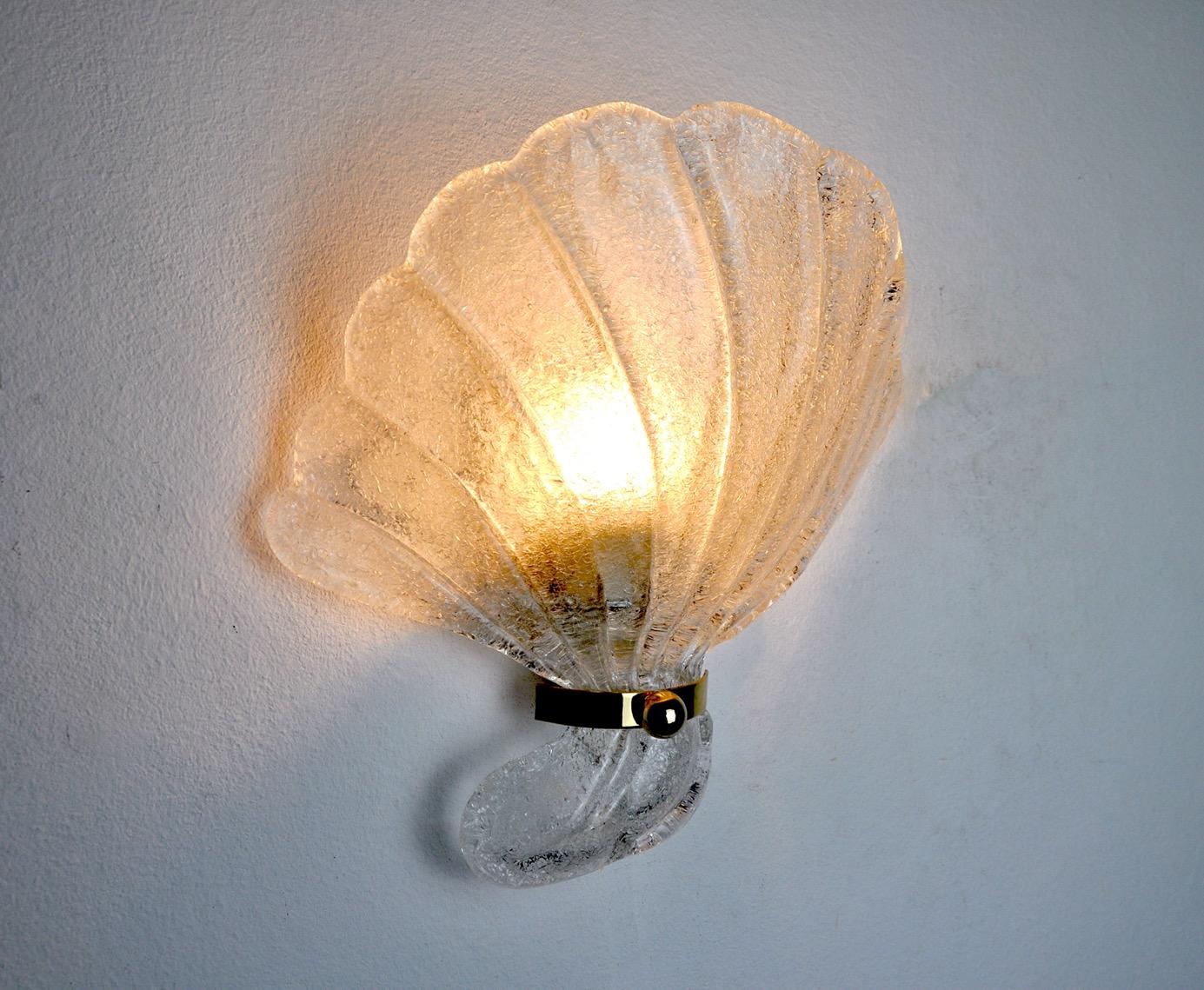 Shell Wall Lamp, Murano Glass, Italy, 1970 For Sale 1
