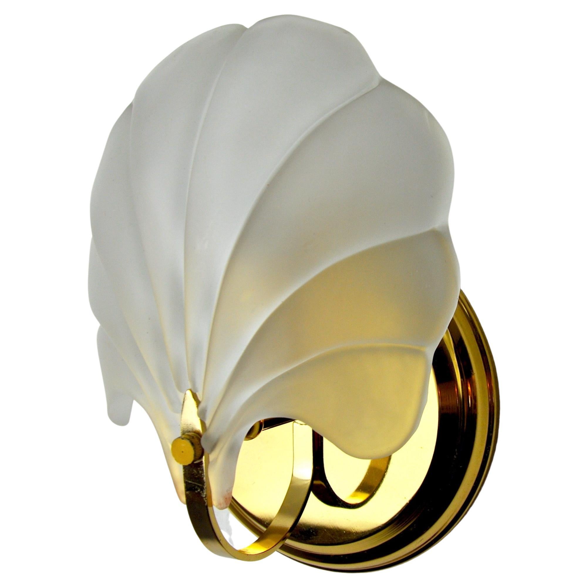 Shell Wall Lamp, Opaque Glass, Italy, 1980