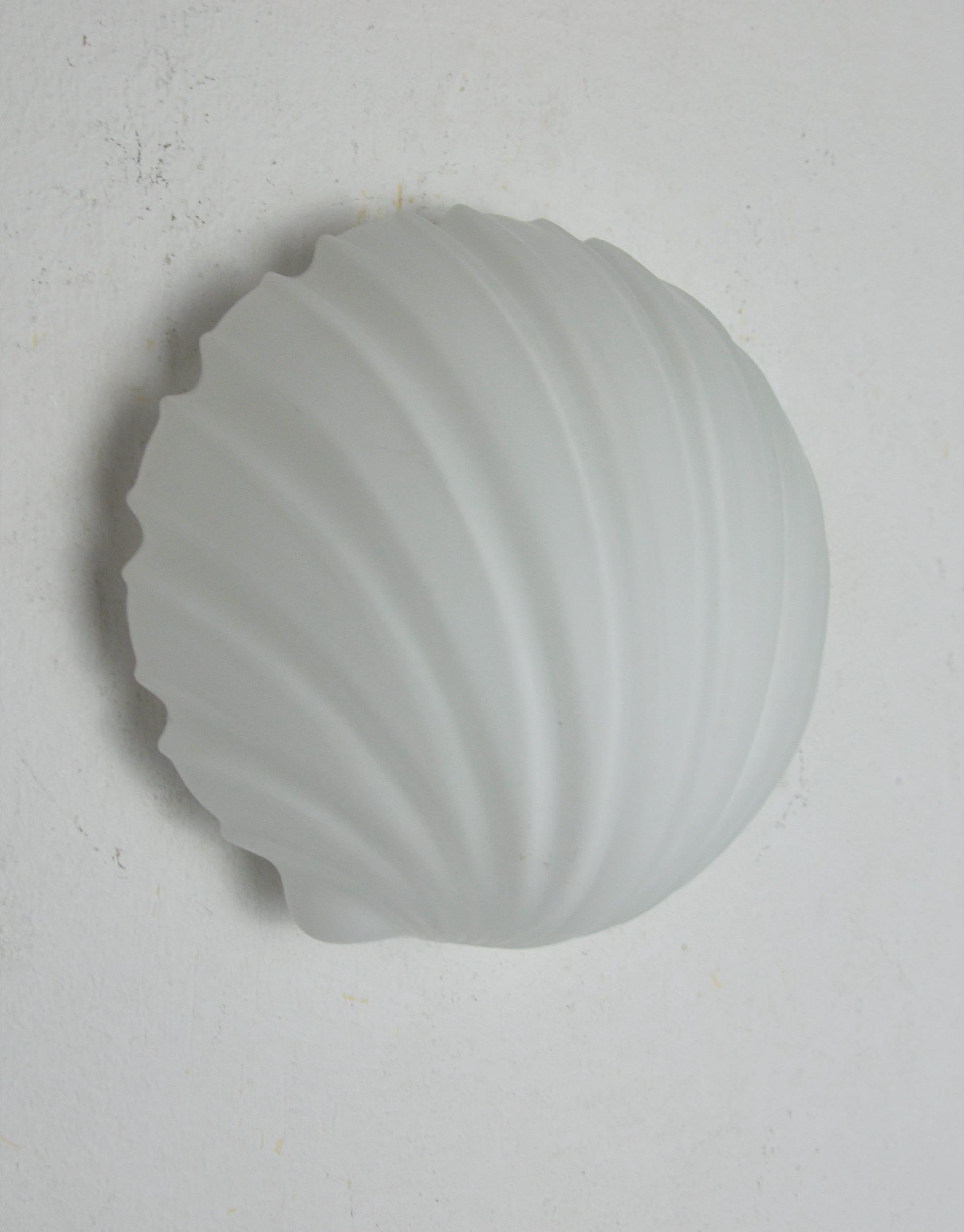 Italian Shell wall lamp, white opaline, Italy, 1980 For Sale