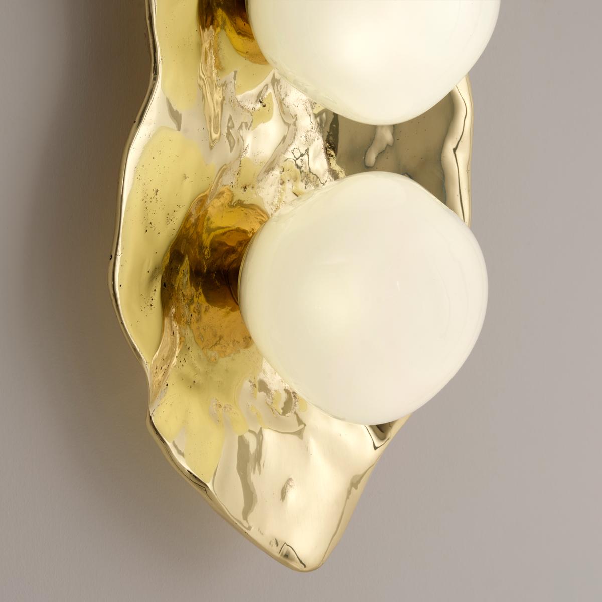 Contemporary Shell Wall Light by Gaspare Asaro-Polished Brass Finish For Sale