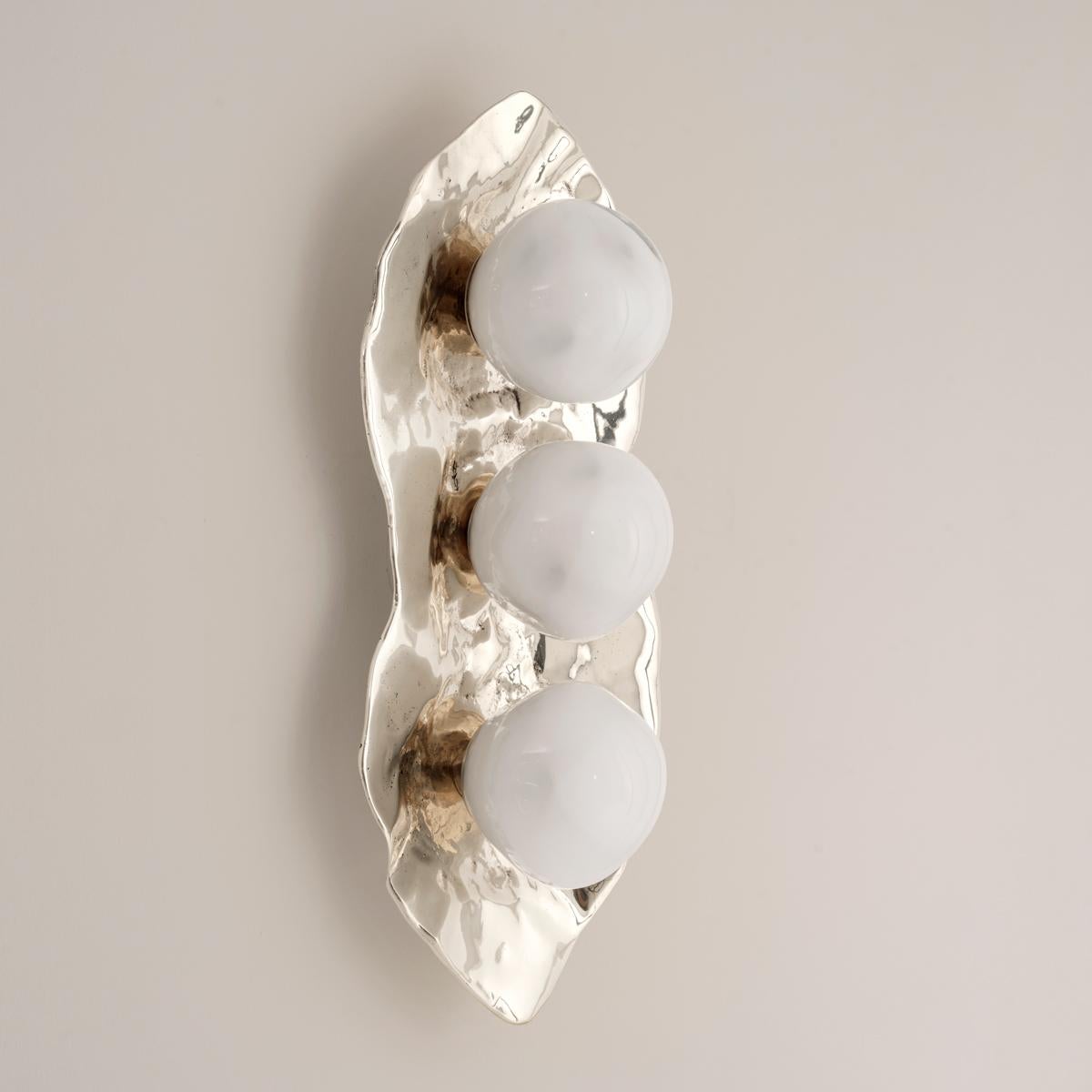 Modern Shell Wall Light by Gaspare Asaro-Polished Nickel Finish For Sale