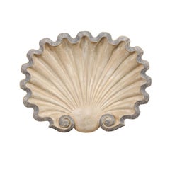 Shell Wall Plaque, Carved & Painted Wood