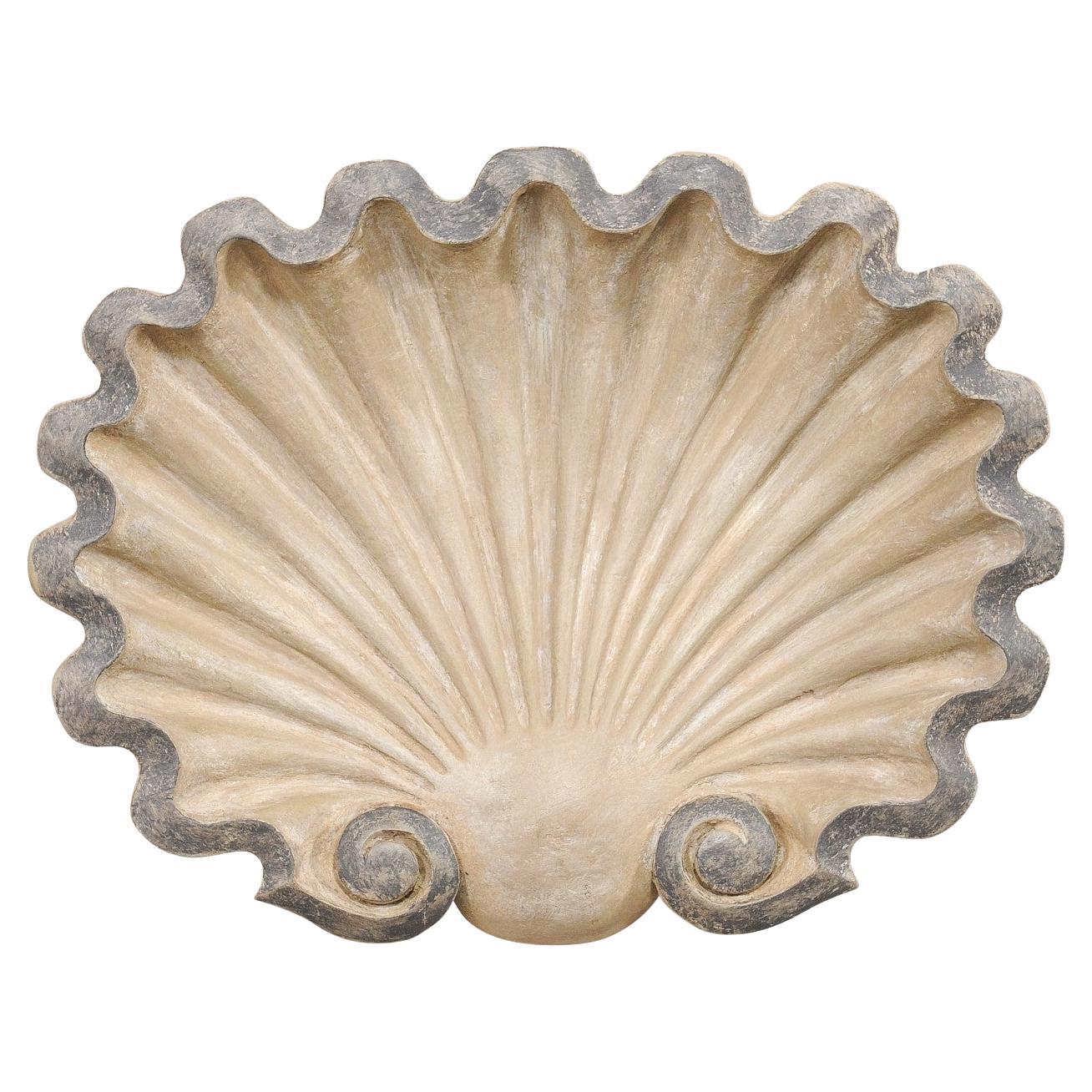 Muschel Wandtafel, geschnitzt
bemalt Wood
