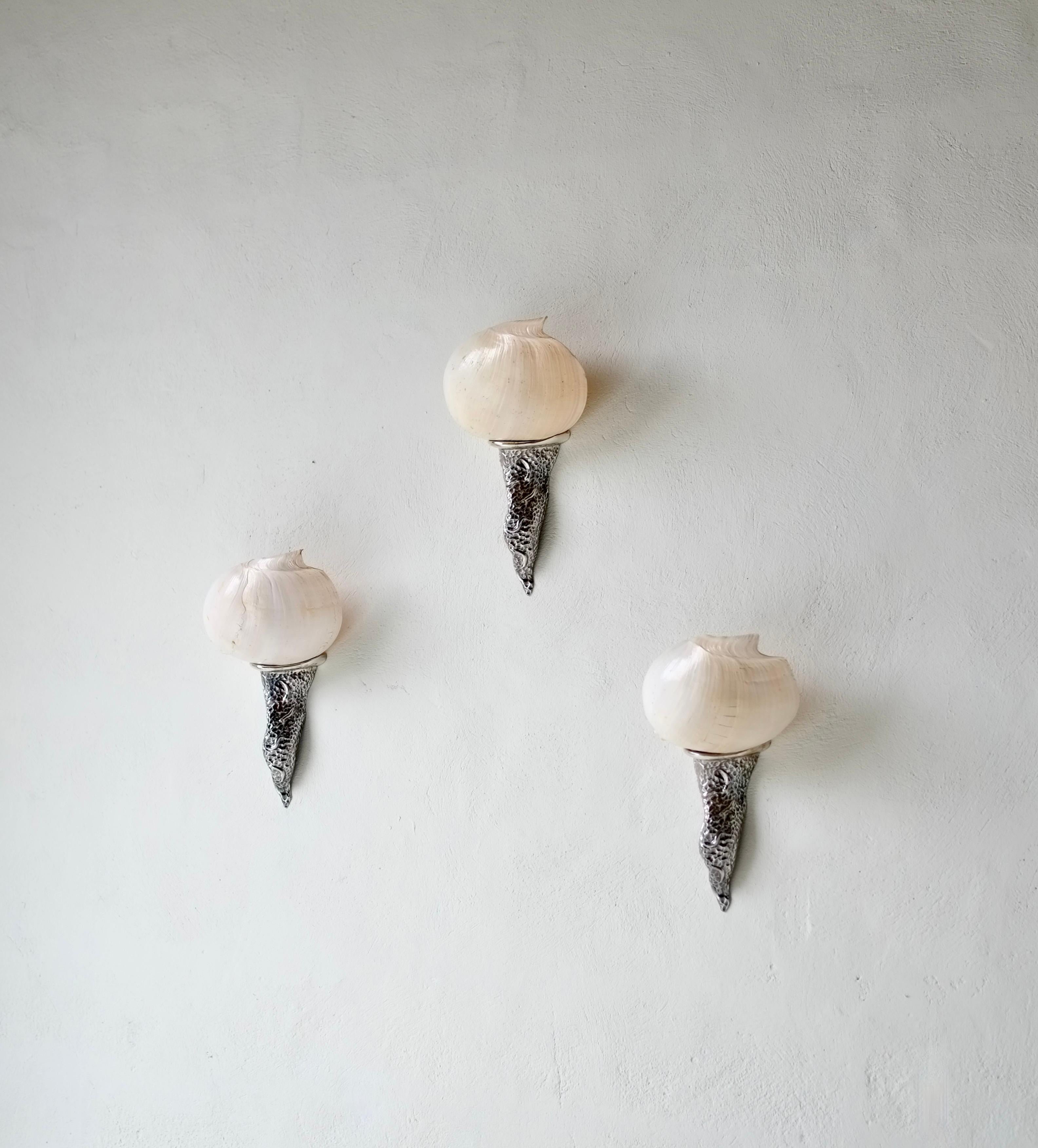 Wandleuchter mit Muschelmotiv von Annibale Oste für Nanda Vigo im Angebot 11