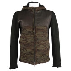 SHELLAC 38 Black Mixed Materials Cotton Blend Zip Up Hooded Jacket