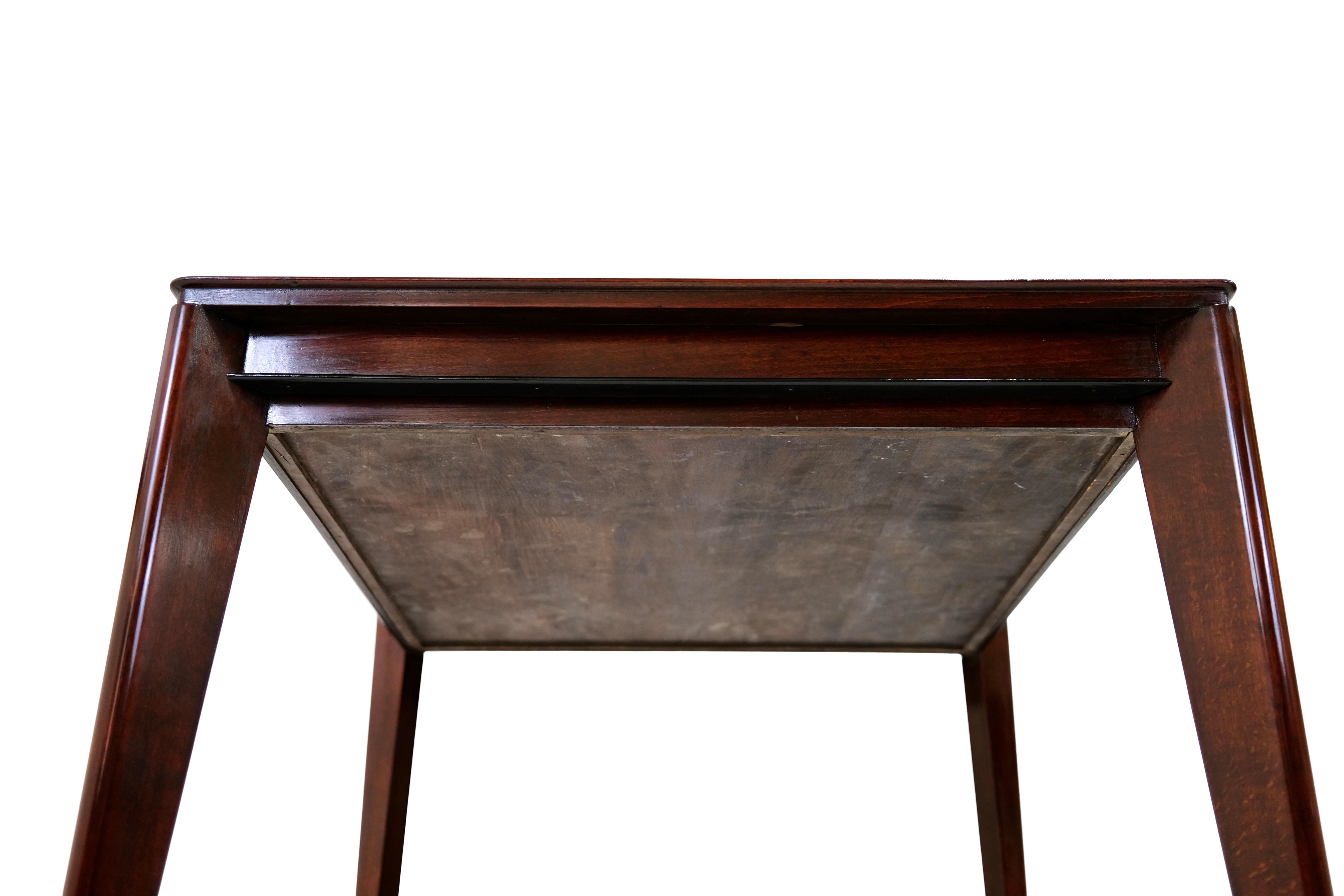 Shellac Hand Polished Art Deco Game Table with Chess Board and Green Felt 3