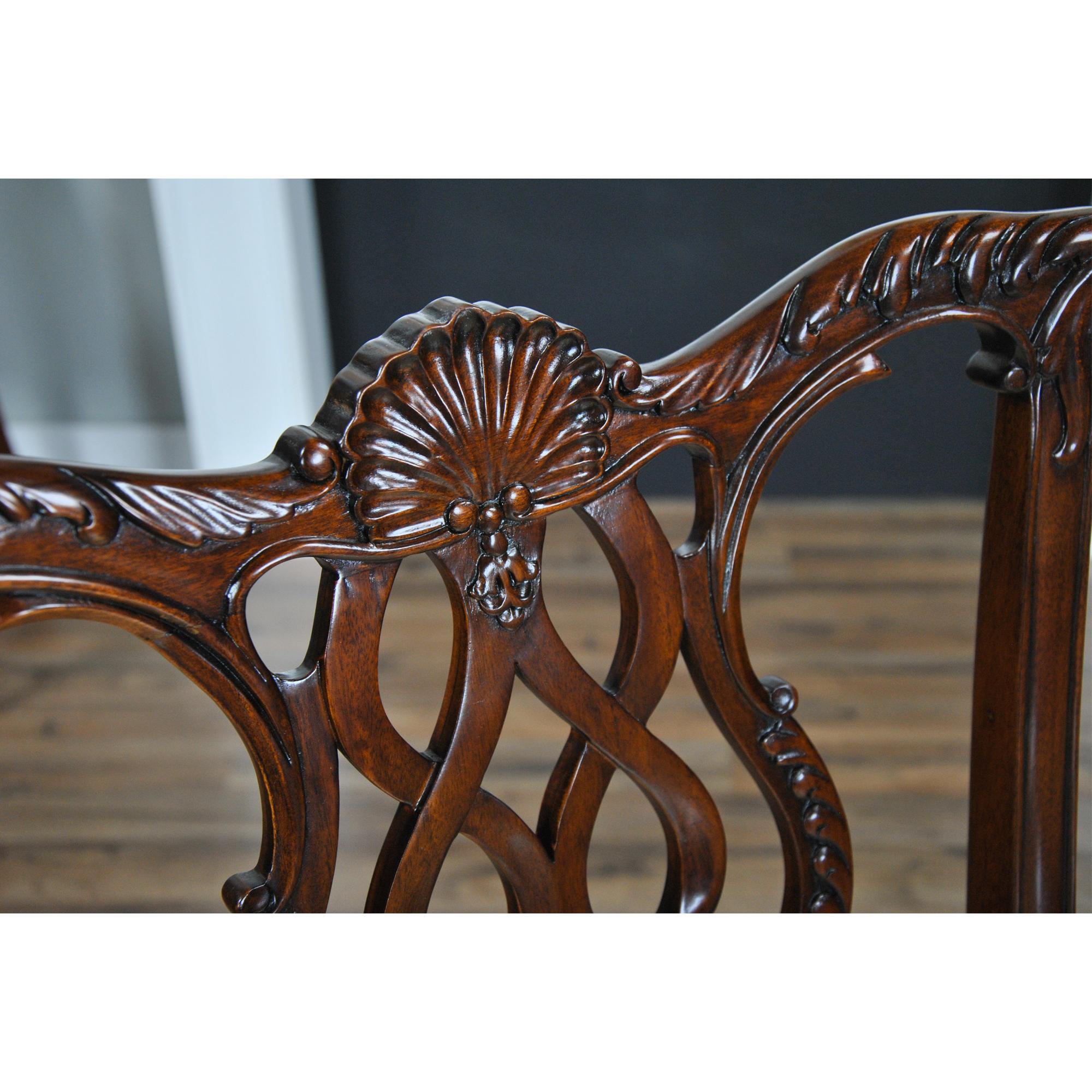 Chippendale Shellback Mahogany Dining Chairs, Set of 10 For Sale
