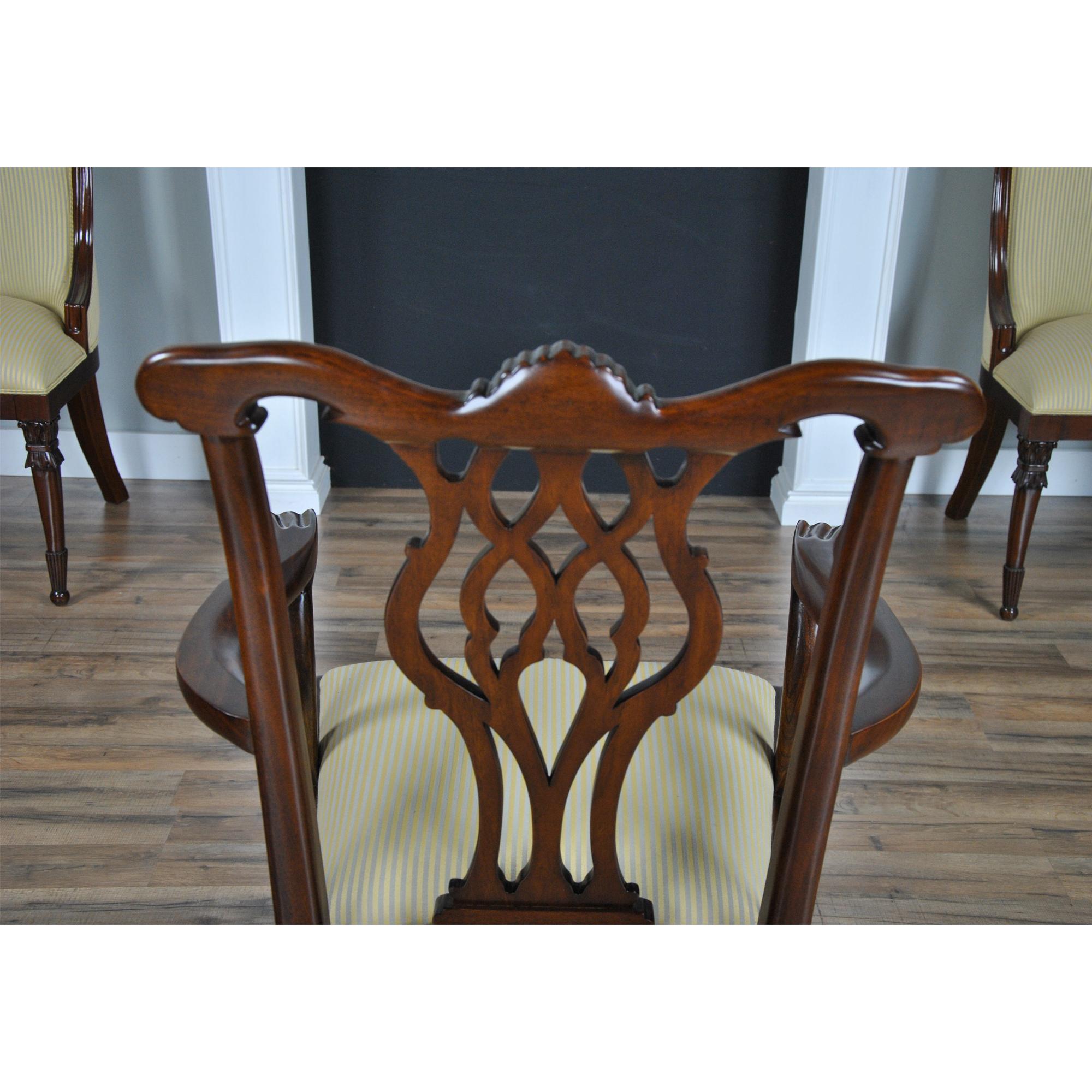 Fabric Shellback Mahogany Dining Chairs, Set of 10 For Sale
