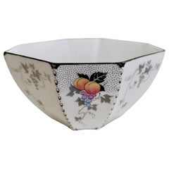 Shelley Art Deco Slop Bowl, Peaches and Grapes on Queen Anne Shape, 1926