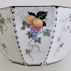Shelley Art Deco Slop Bowl, Peaches and Grapes on Queen Anne Shape, 1926