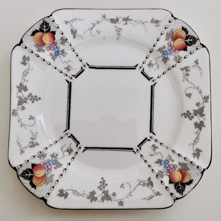 Shelley Art Deco Teacup Trio, Peaches and Grapes on Queen Anne Shape