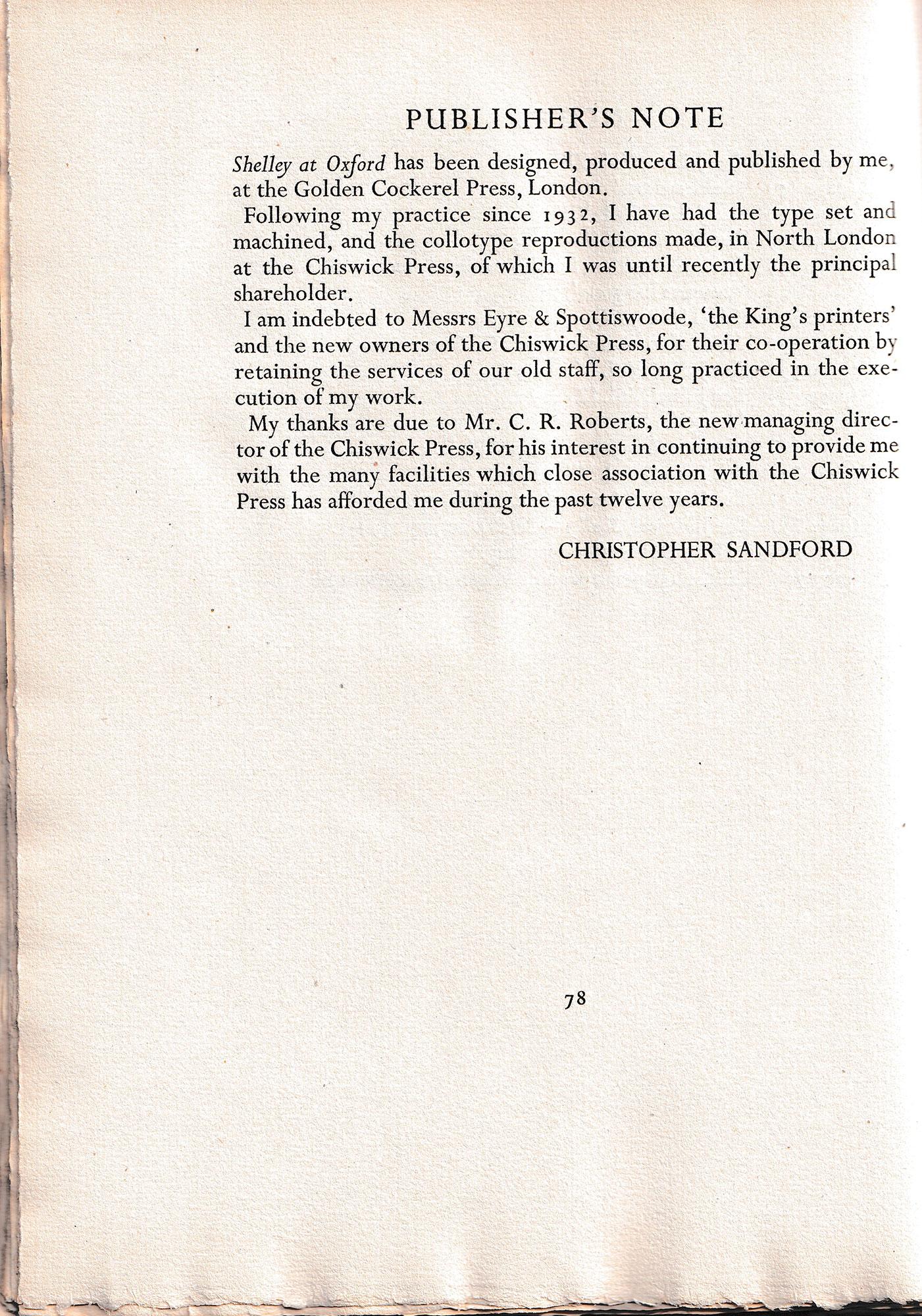 Shelley at Oxford – Early correspondence of P.B.Shelley – GOLDEN COCKEREL PRESS For Sale 3
