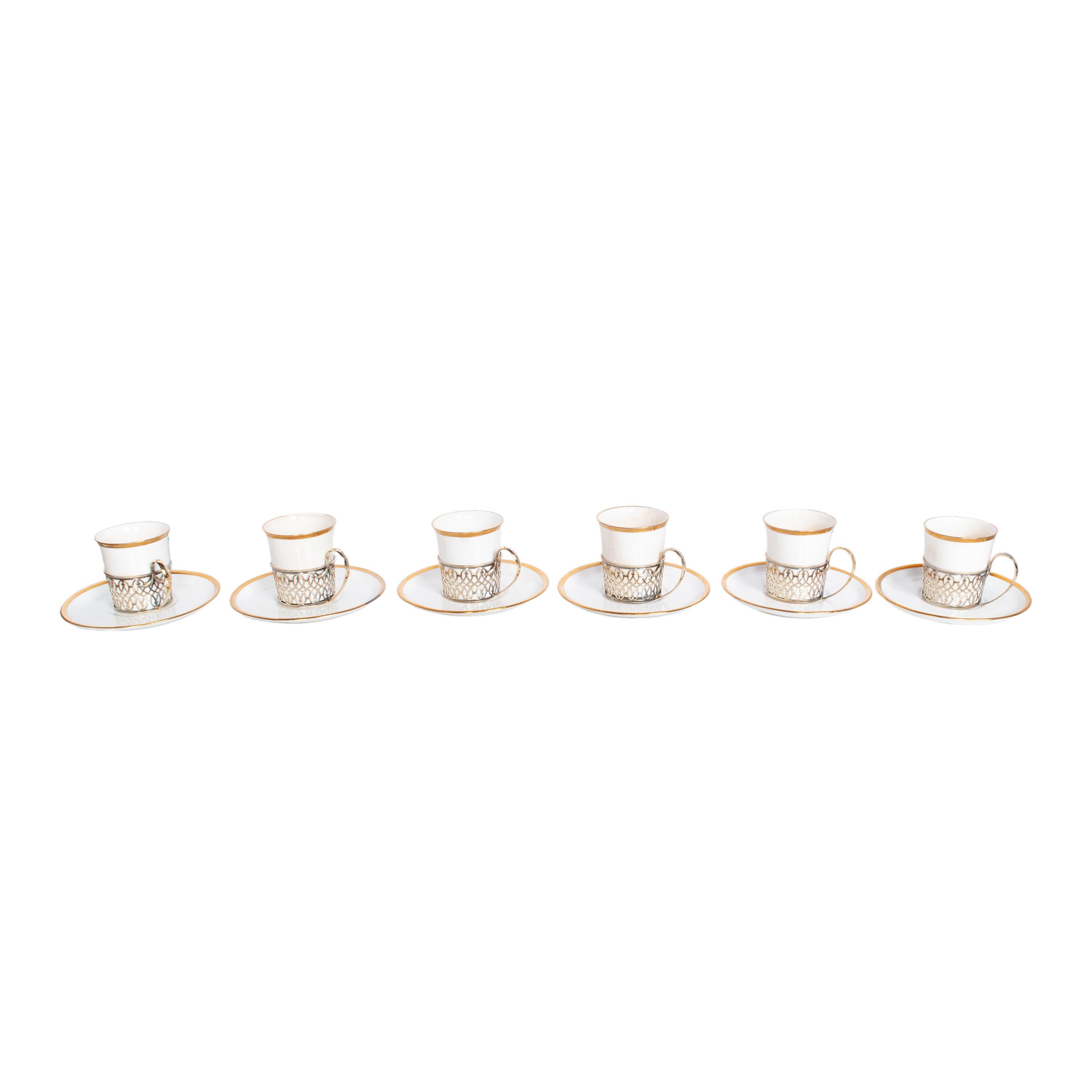 Shelley China Tazas Demitasse Platillos Plata de ley Mappin Webb Birmingham 1919 Plata esterlina en venta